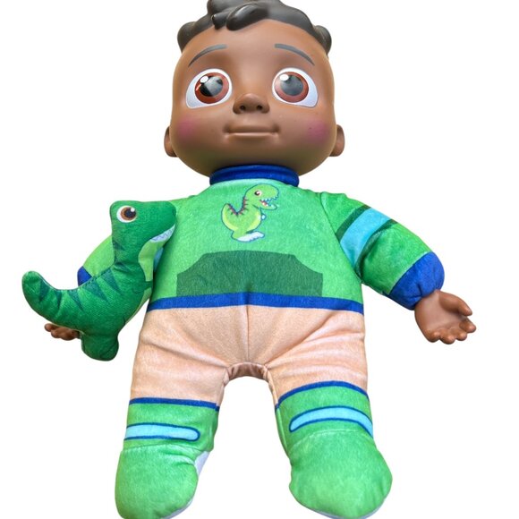 COPY - COCOMELON CODY Plush Talking Doll Plastic Head with Green Dinosaur WORKS… - Picture 1 of 6